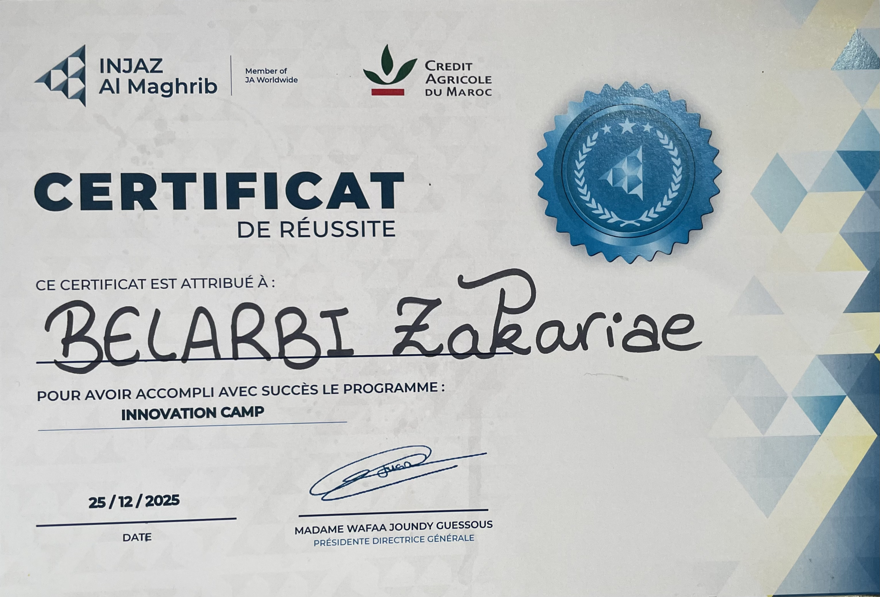 Innovation Camp Certificate